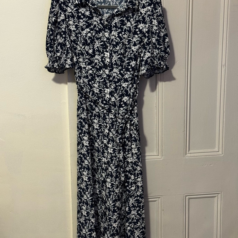 Primark Black and White Floral Long Sleeve Dress